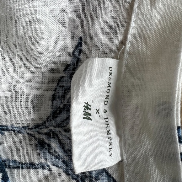 Desmond & Dempsey x H&M Collection Linen Blend Palm Tree Top Large Oversized - Picture 4 of 4